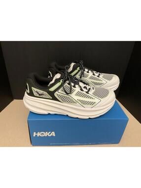 New! Mens Hoka One One U Clifton ONE9 Black/Wht/Green Athletic Shoes. Size 11.5